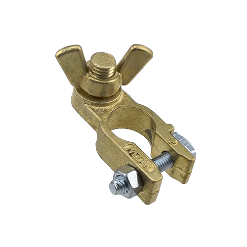 Brass terminal to suit standard DIN battery post, M10 stud for terminated cables