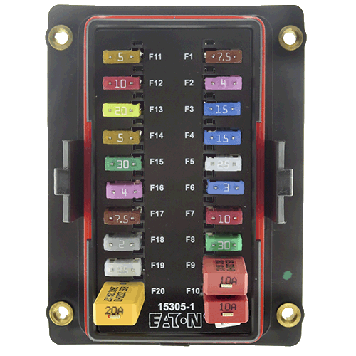 Dual Bus. 10 fuses / breakers per bus