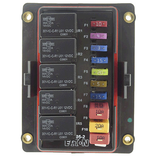 Relays bused. Fuses / breakers bused