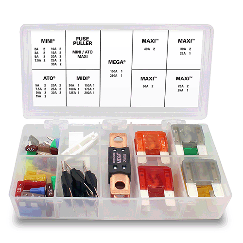 50 piece Mini, Auto, Maxi, Midi and Mega fuse assortment